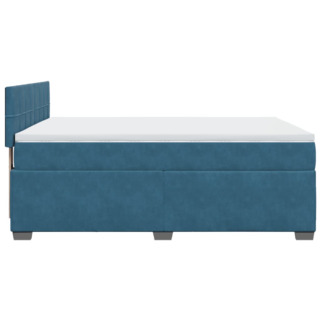 Giroletto a Molle con Materasso Blu 140x190 cm in Velluto | homemem39