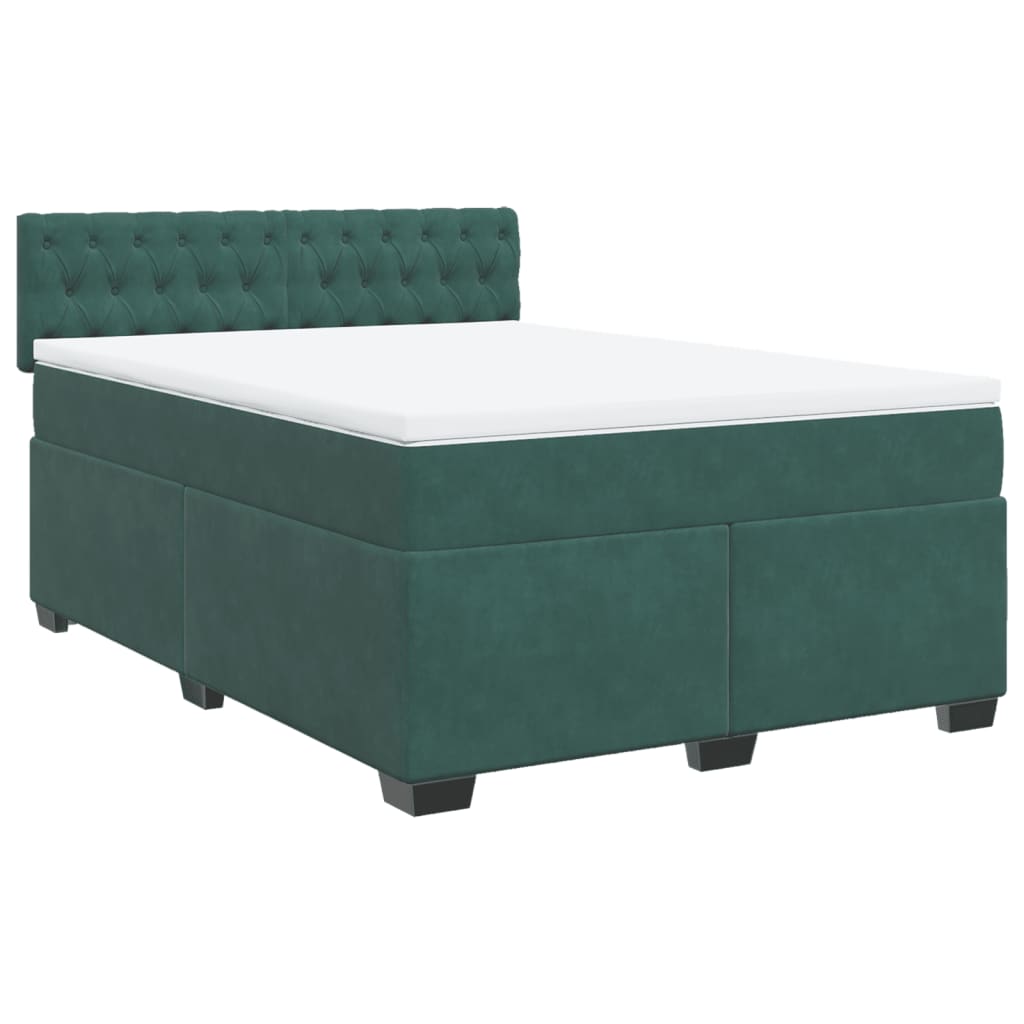 Giroletto a Molle con Materasso Verde Scuro 140x190 cm Velluto
