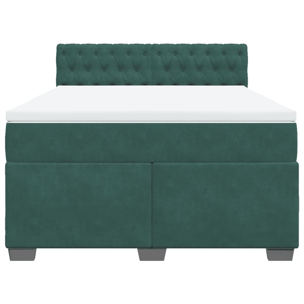 Giroletto a Molle con Materasso Verde Scuro 140x190 cm Velluto
