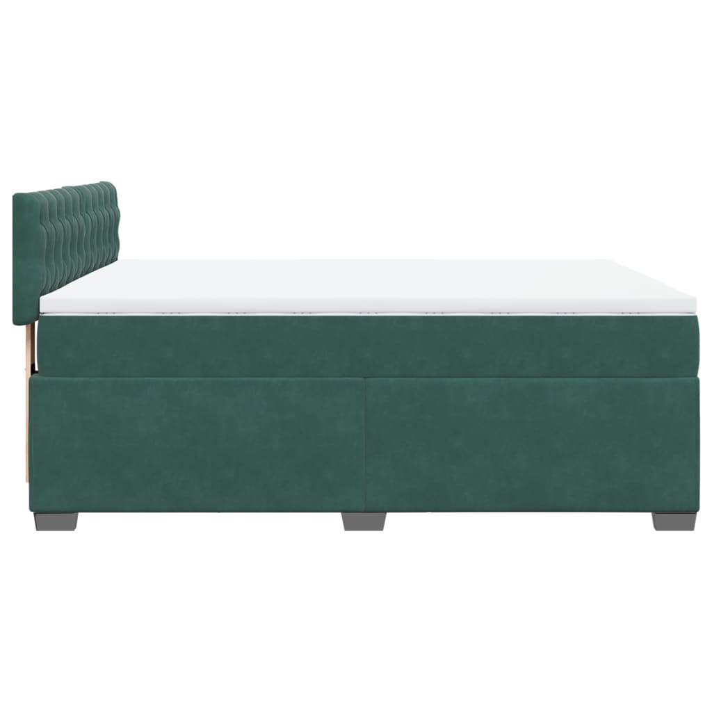 Giroletto a Molle con Materasso Verde Scuro 140x190 cm Velluto