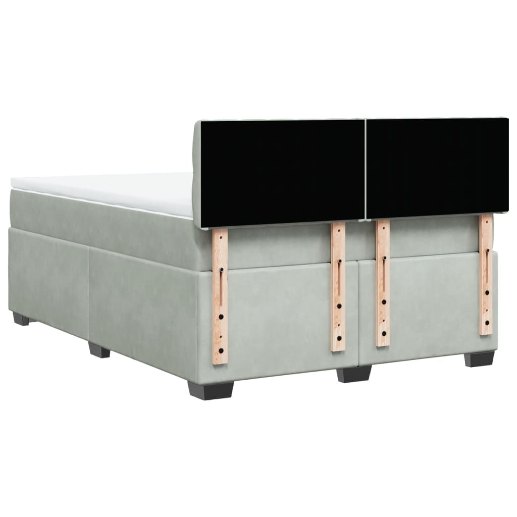 Giroletto a Molle con Materasso Grigio Chiaro 140x200cm Velluto
