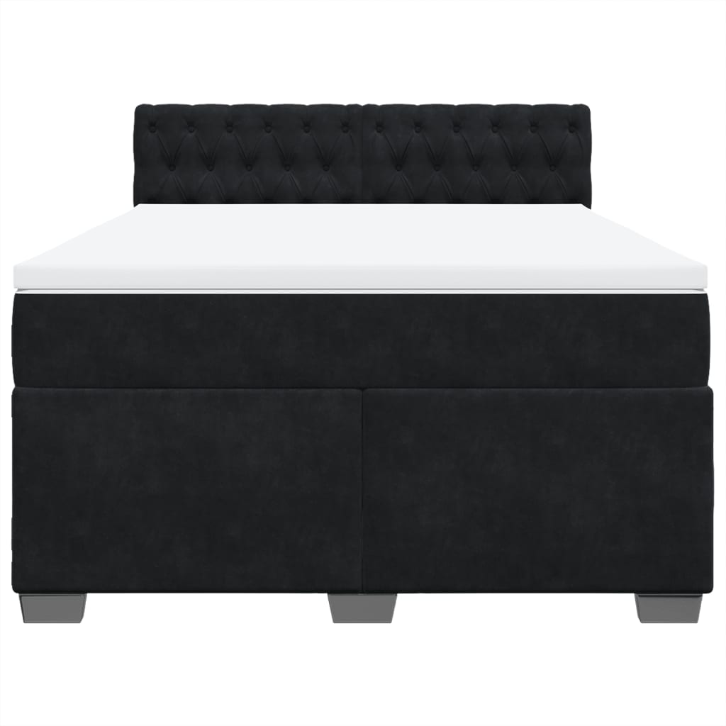 Giroletto a Molle con Materasso Nero 140x200 cm in Velluto