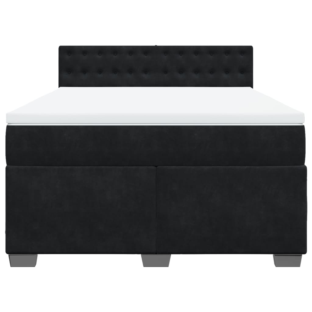 Giroletto a Molle con Materasso Nero 140x200 cm in Velluto