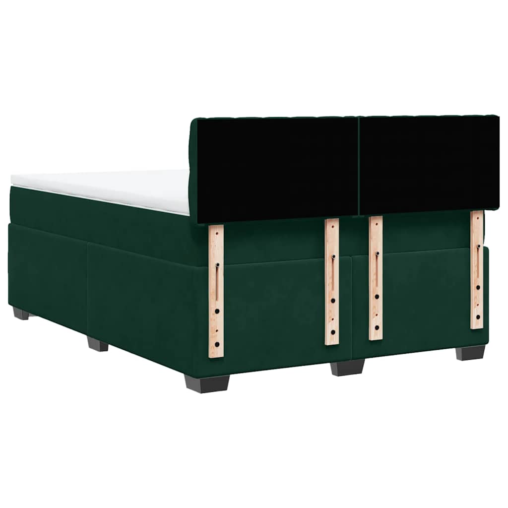 Giroletto a Molle con Materasso Verde Scuro 160x200 cm Velluto