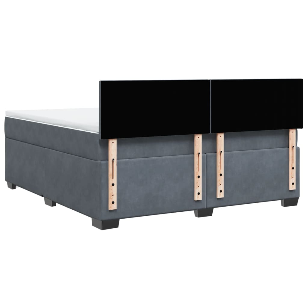 Giroletto a Molle con Materasso Grigio Scuro 180x200 cm Velluto