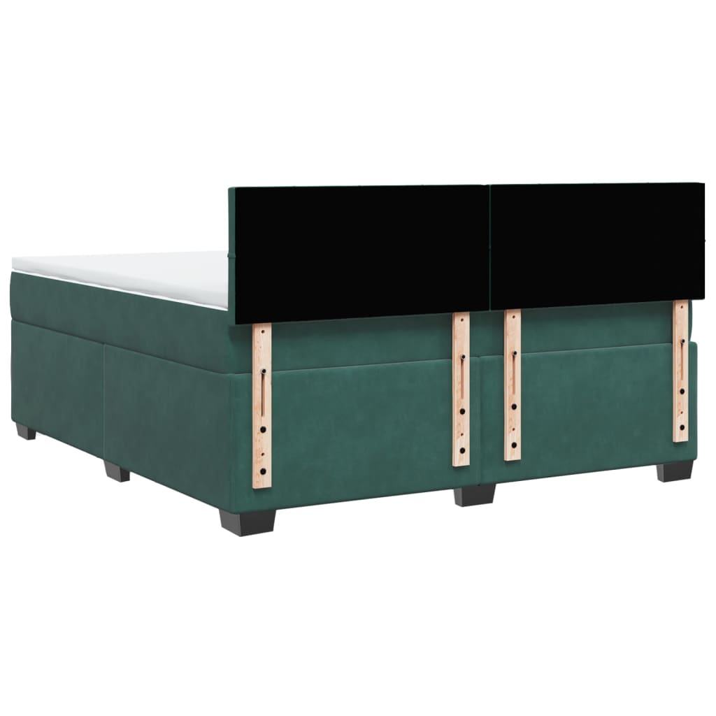 Giroletto a Molle con Materasso Verde Scuro 180x200 cm Velluto