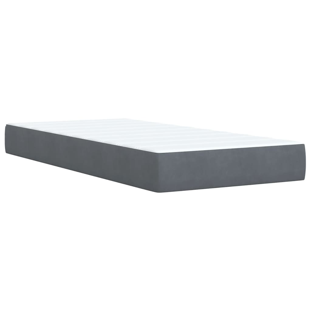 Letto a Molle con Materasso Grigio Scuro Singolo in Velluto | homemem39