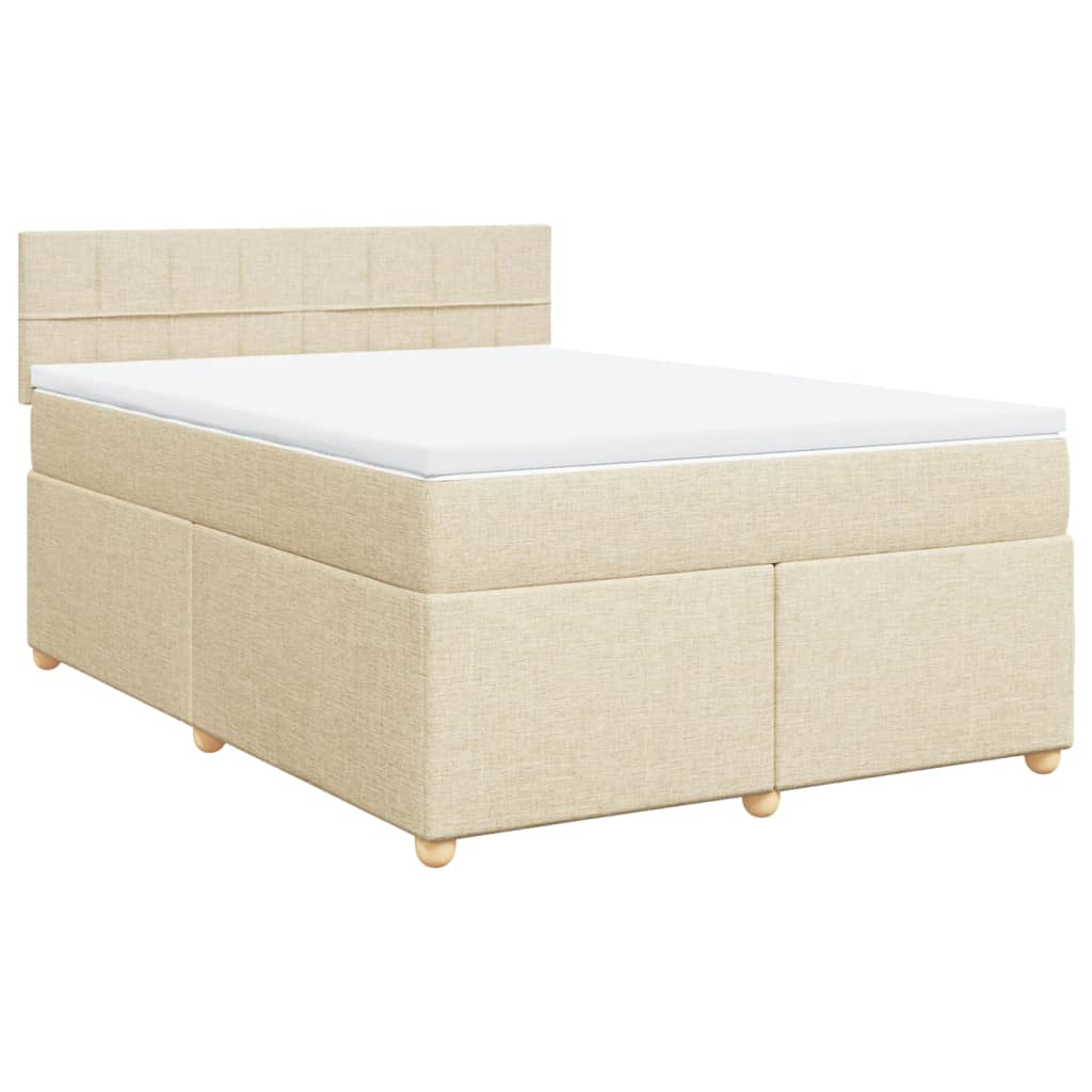Giroletto a Molle con Materasso Crema 160x200 cm in Tessuto