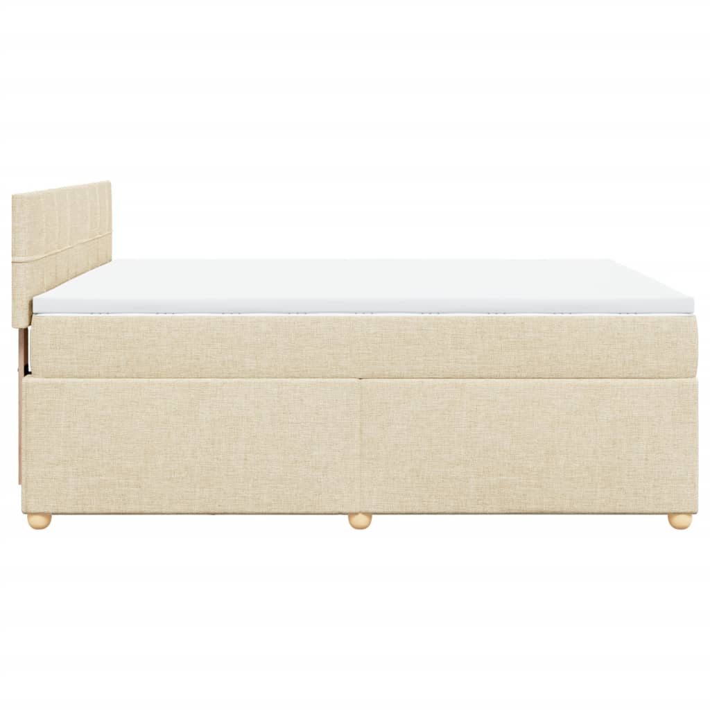 Giroletto a Molle con Materasso Crema 160x200 cm in Tessuto