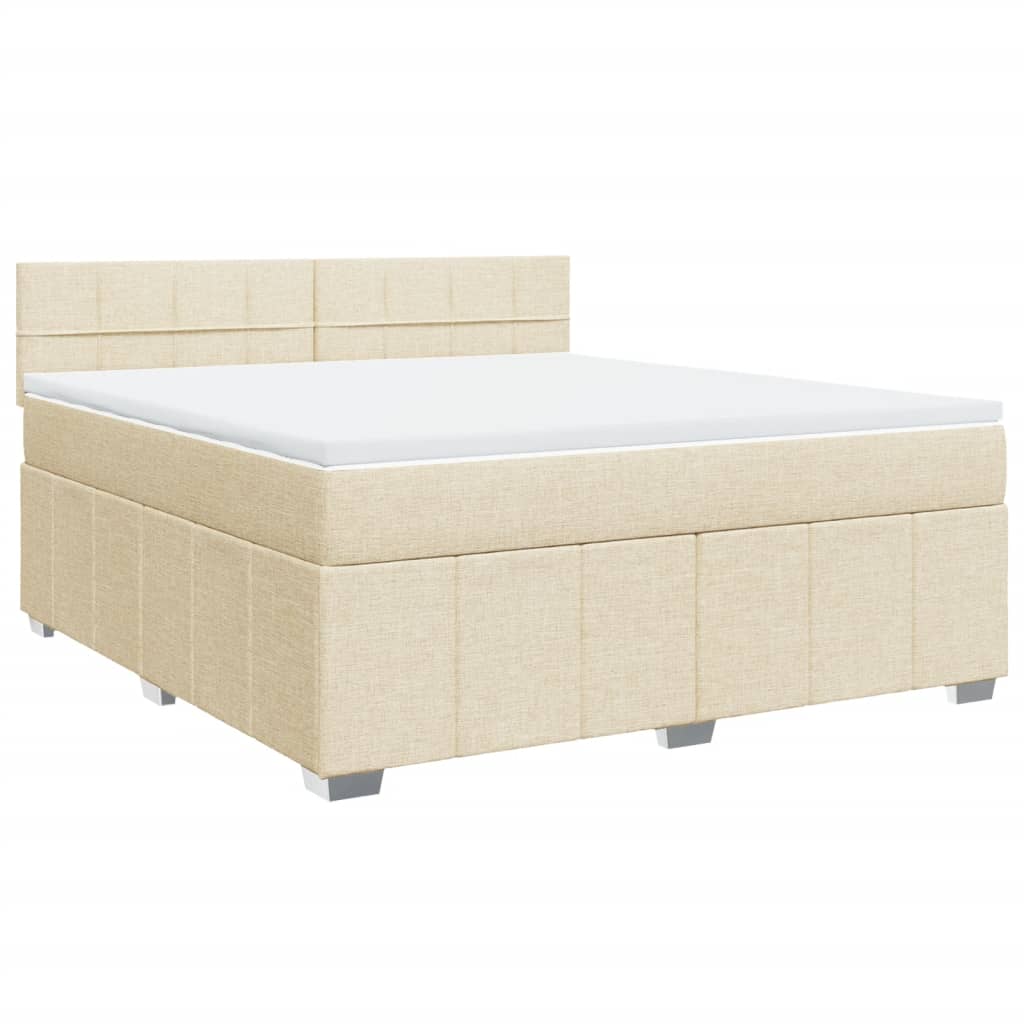 Giroletto a Molle con Materasso Crema 180x200 cm in Tessuto