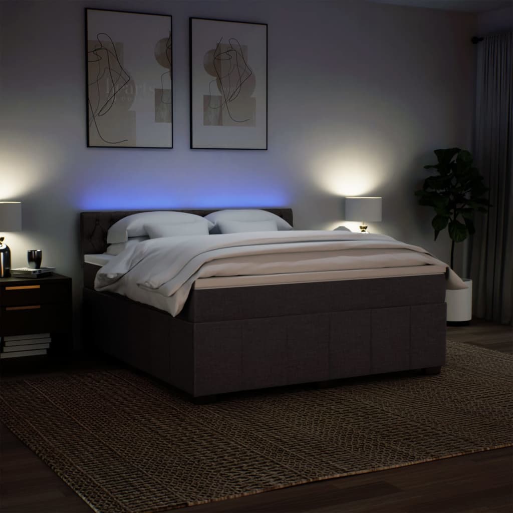 Giroletto a Molle con Materasso Marrone Scuro 180x200cm Tessuto