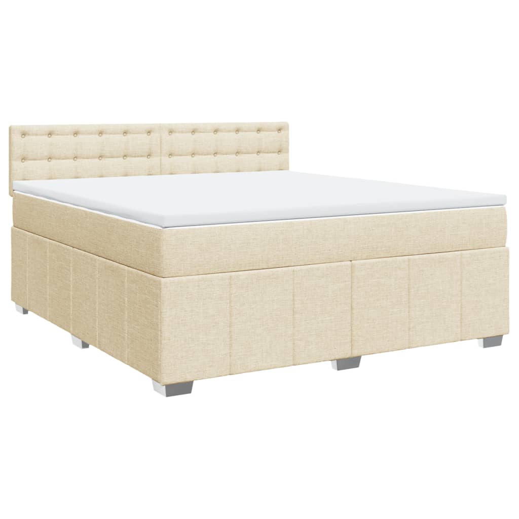 Giroletto a Molle con Materasso Crema 180x200 cm in Tessuto