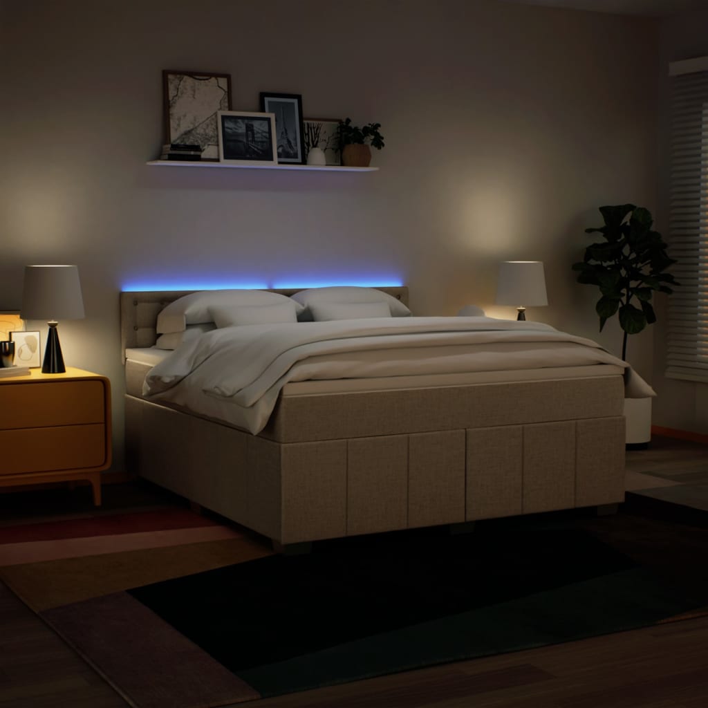 Giroletto a Molle con Materasso Crema 180x200 cm in Tessuto