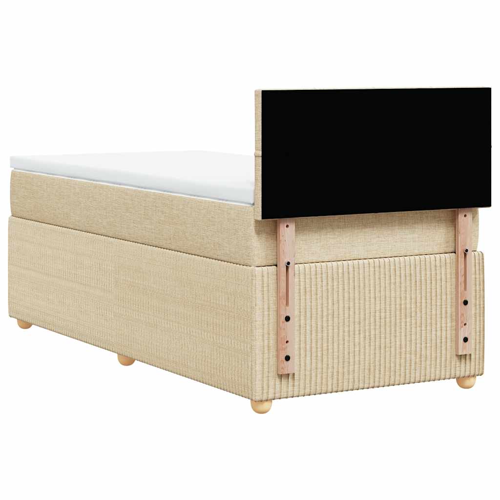 Giroletto a Molle con Materasso Crema 90x190 cm in Tessuto