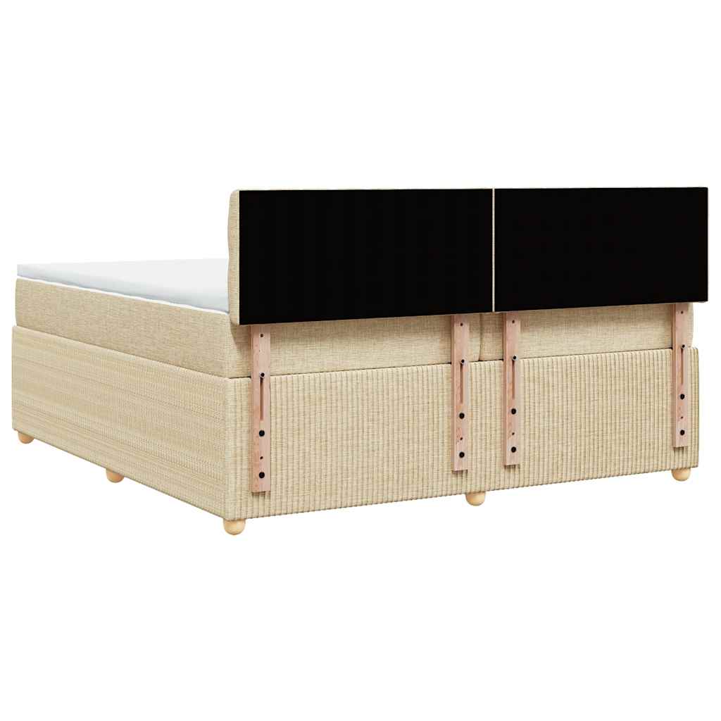 Giroletto a Molle con Materasso Crema 200x200 cm in Tessuto | homemem39