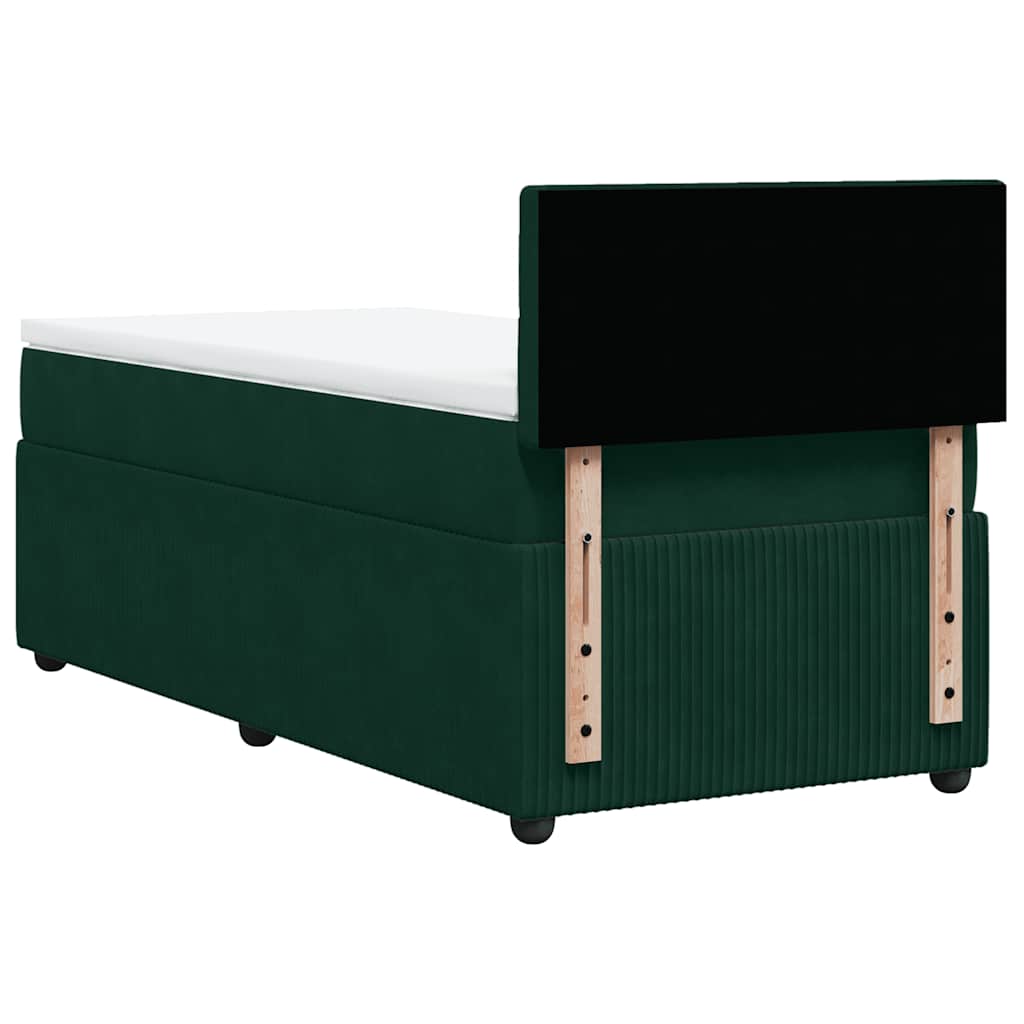 Giroletto a Molle con Materasso Verde Scuro 80x200 cm Velluto