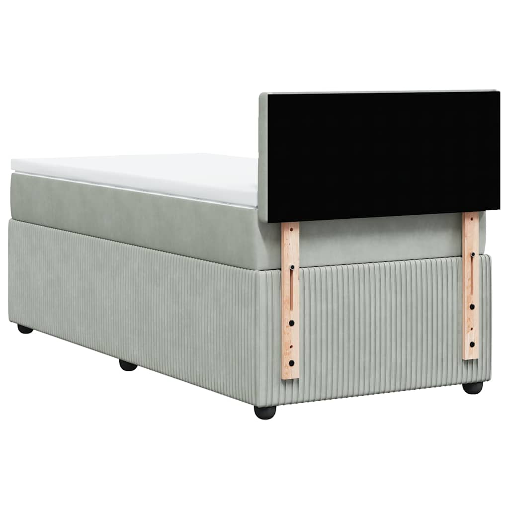 Giroletto a Molle con Materasso Grigio Chiaro 90x200 cm Velluto