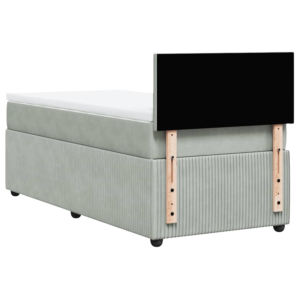 Giroletto a Molle con Materasso Grigio Chiaro 100x200cm Velluto