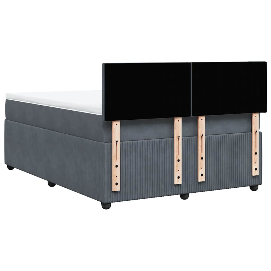 Giroletto a Molle con Materasso Grigio Scuro 140x200 cm Velluto