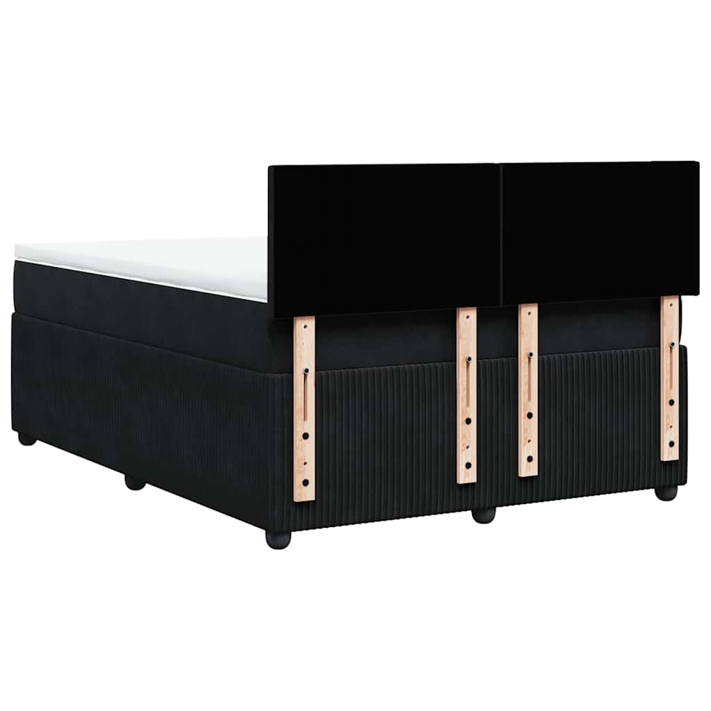 Giroletto a Molle con Materasso Nero 160x200 cm in Velluto