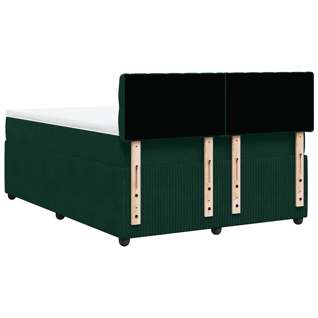 Giroletto a Molle con Materasso Verde Scuro 160x200 cm Velluto