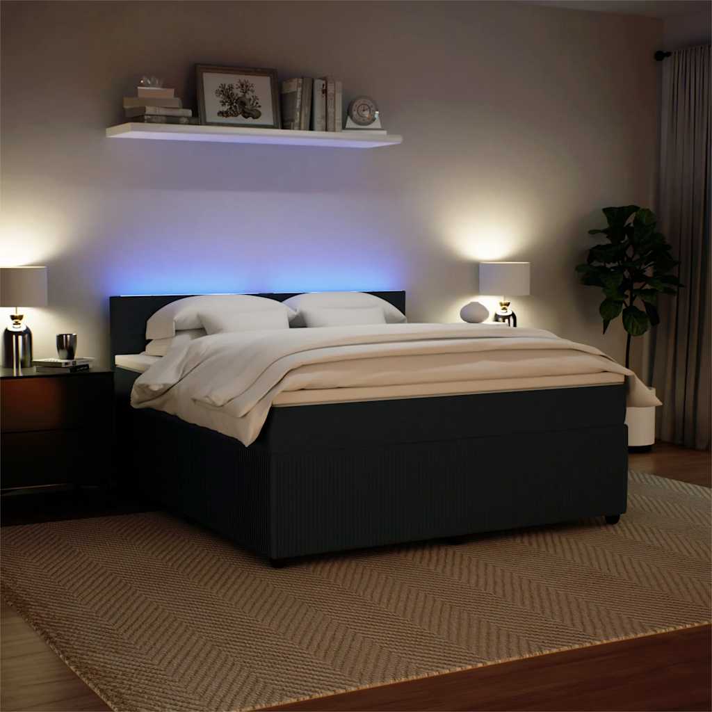 Giroletto a Molle con Materasso Nero 180x200 cm in Velluto