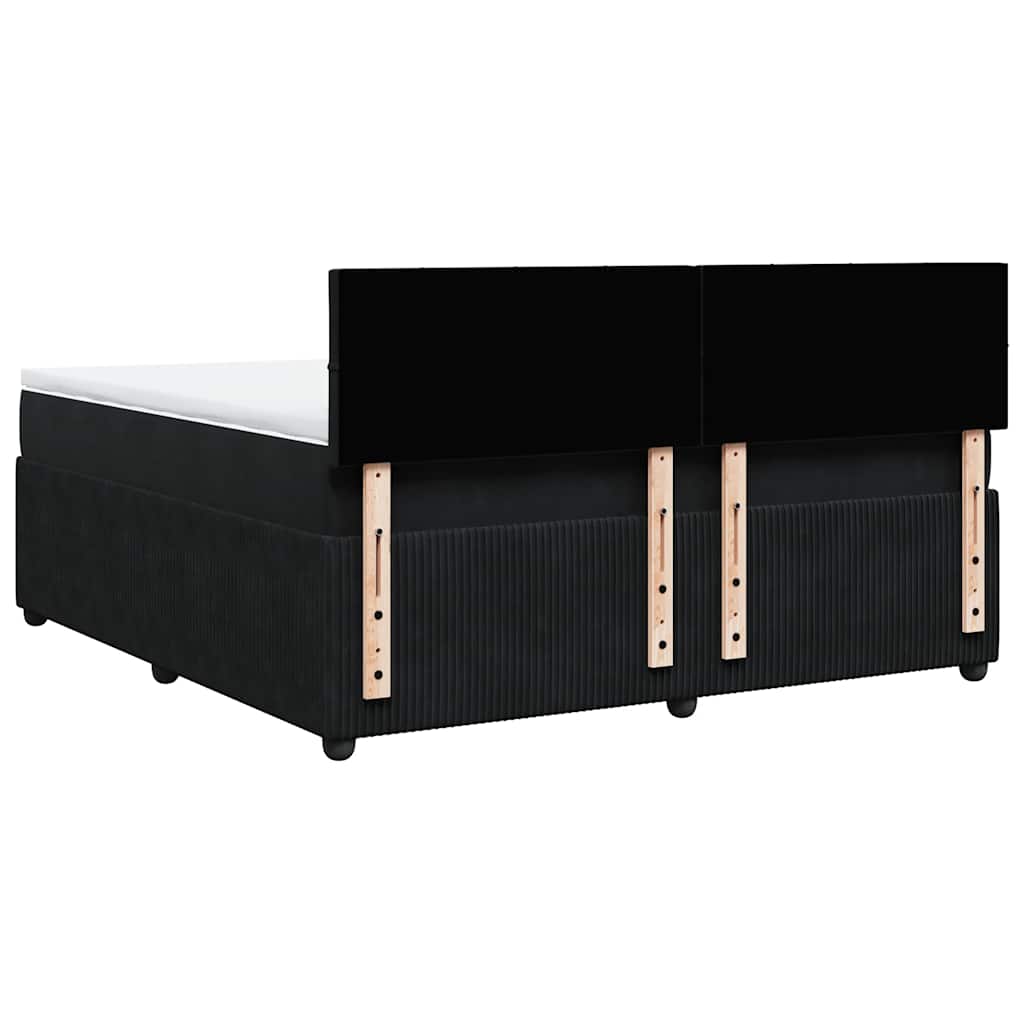 Giroletto a Molle con Materasso Nero 180x200 cm in Velluto