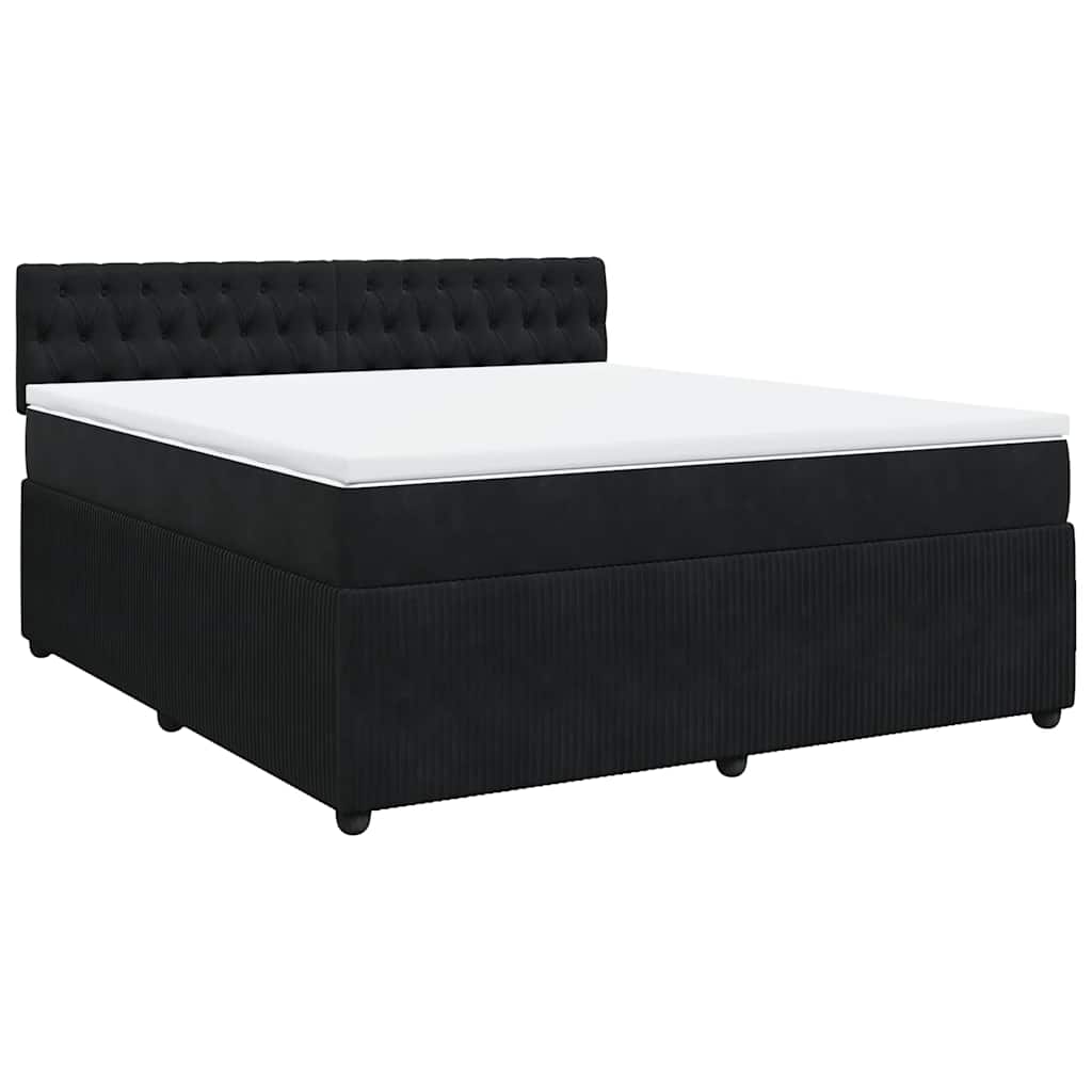 Giroletto a Molle con Materasso Nero 180x200 cm in Velluto