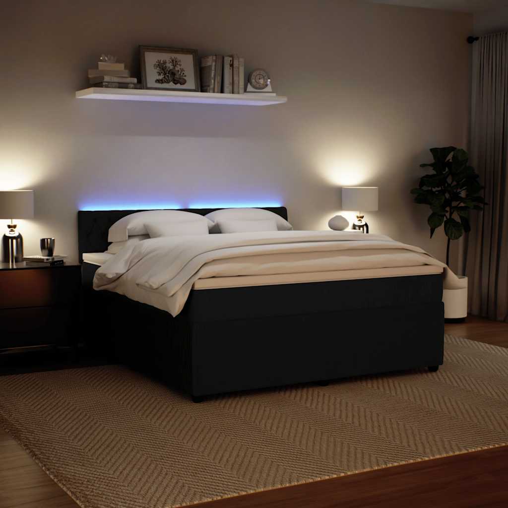 Giroletto a Molle con Materasso Nero 180x200 cm in Velluto