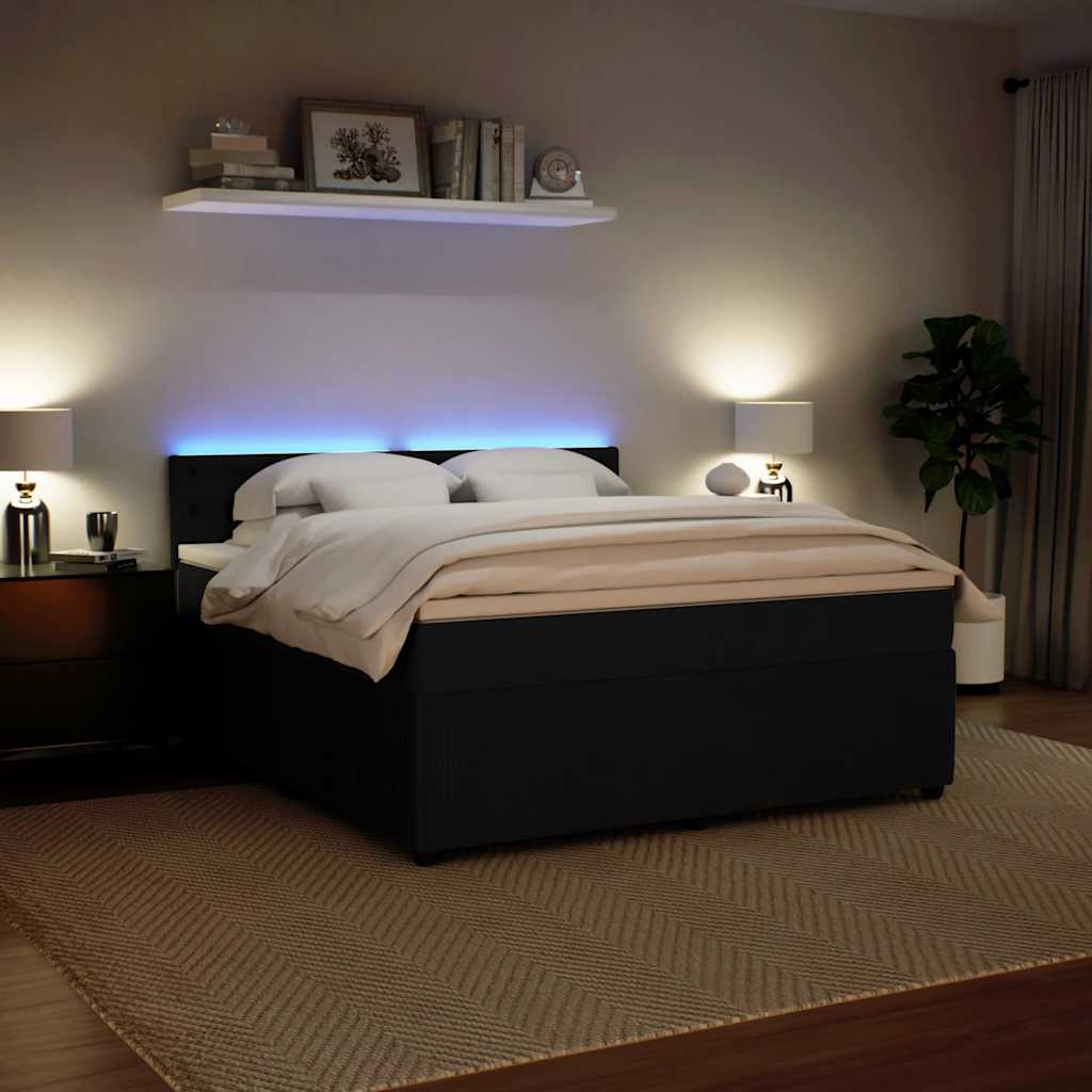 Giroletto a Molle con Materasso Nero 180x200 cm in Velluto