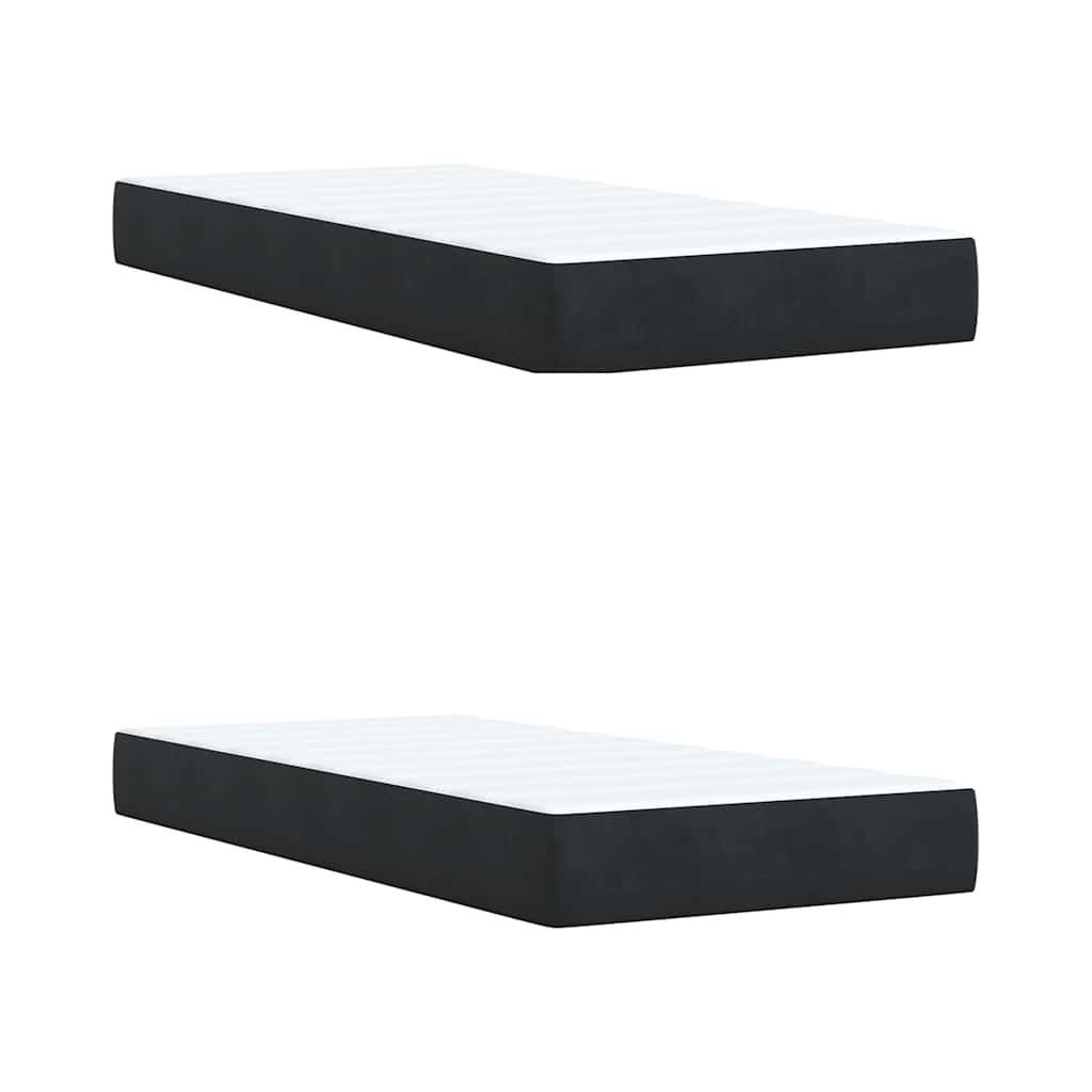 Giroletto a Molle con Materasso Nero 200x200 cm in Velluto | homemem39