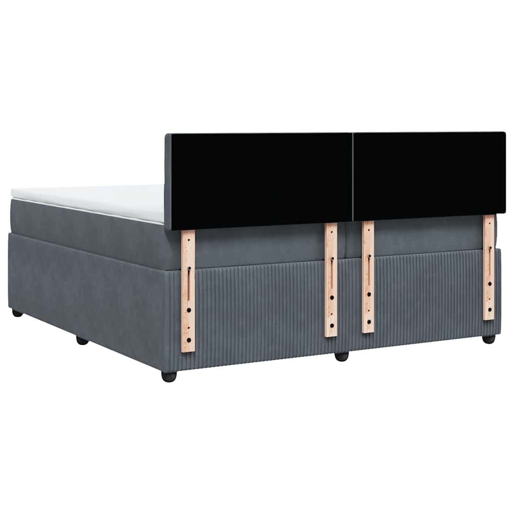 Giroletto a Molle con Materasso Grigio Scuro 200x200 cm Velluto