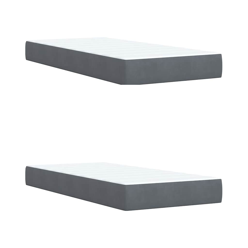 Giroletto a Molle con Materasso Grigio Scuro 200x200 cm Velluto | homemem39