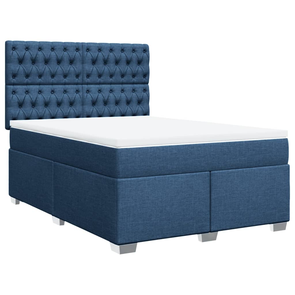 Giroletto a Molle con Materasso Blu 140x190 cm in Tessuto