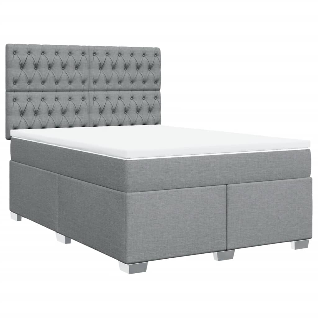 Giroletto a Molle con Materasso Grigio Chiaro 140x200cm Tessuto