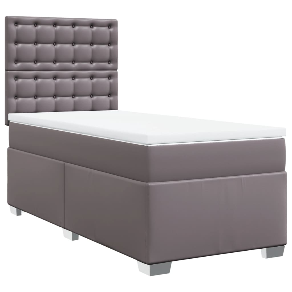 Giroletto a Molle con Materasso Grgio 90x200 cm in Similpelle