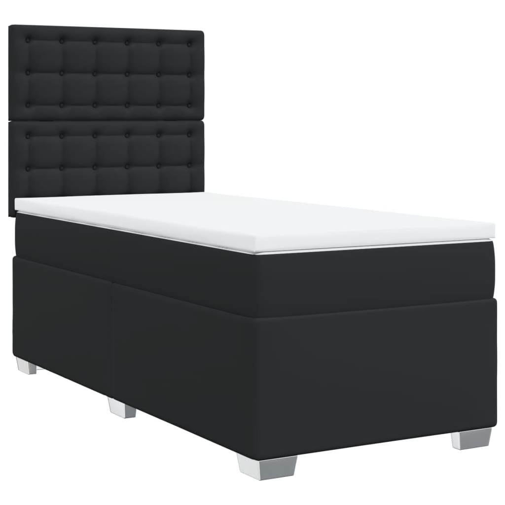 Giroletto a Molle con Materasso Nero 100x200 cm in Similpelle