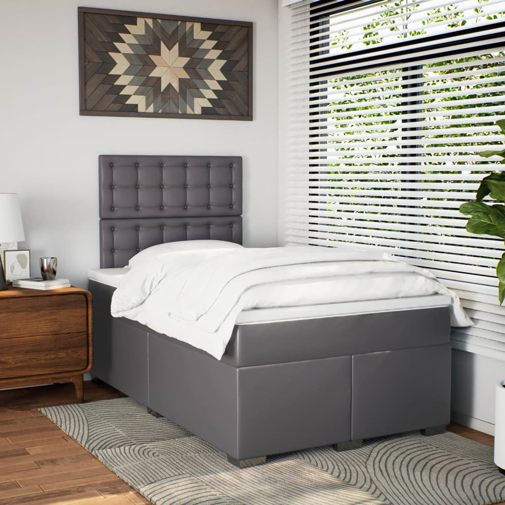 Giroletto a Molle con Materasso Grigio 120x200 cm in Similpelle