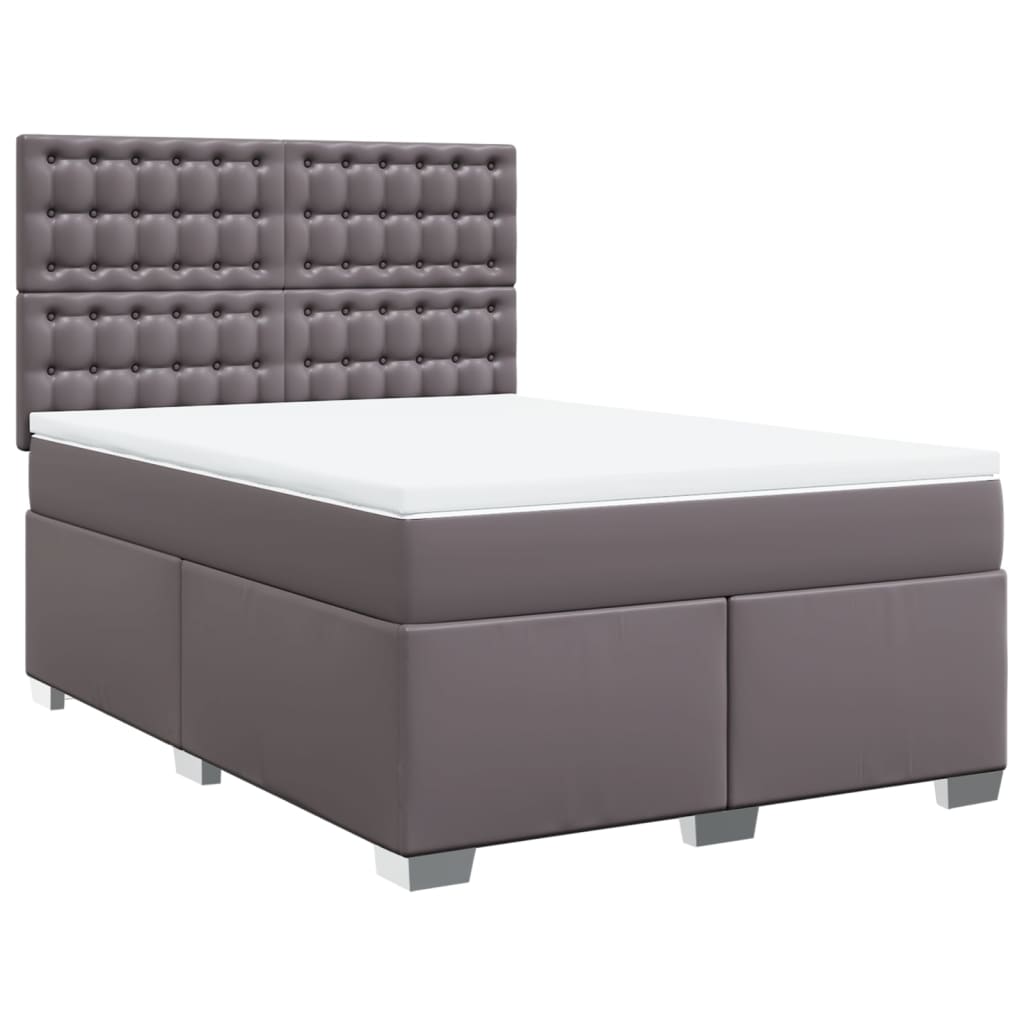 Giroletto a Molle con Materasso Grigio 140x200 cm in Similpelle