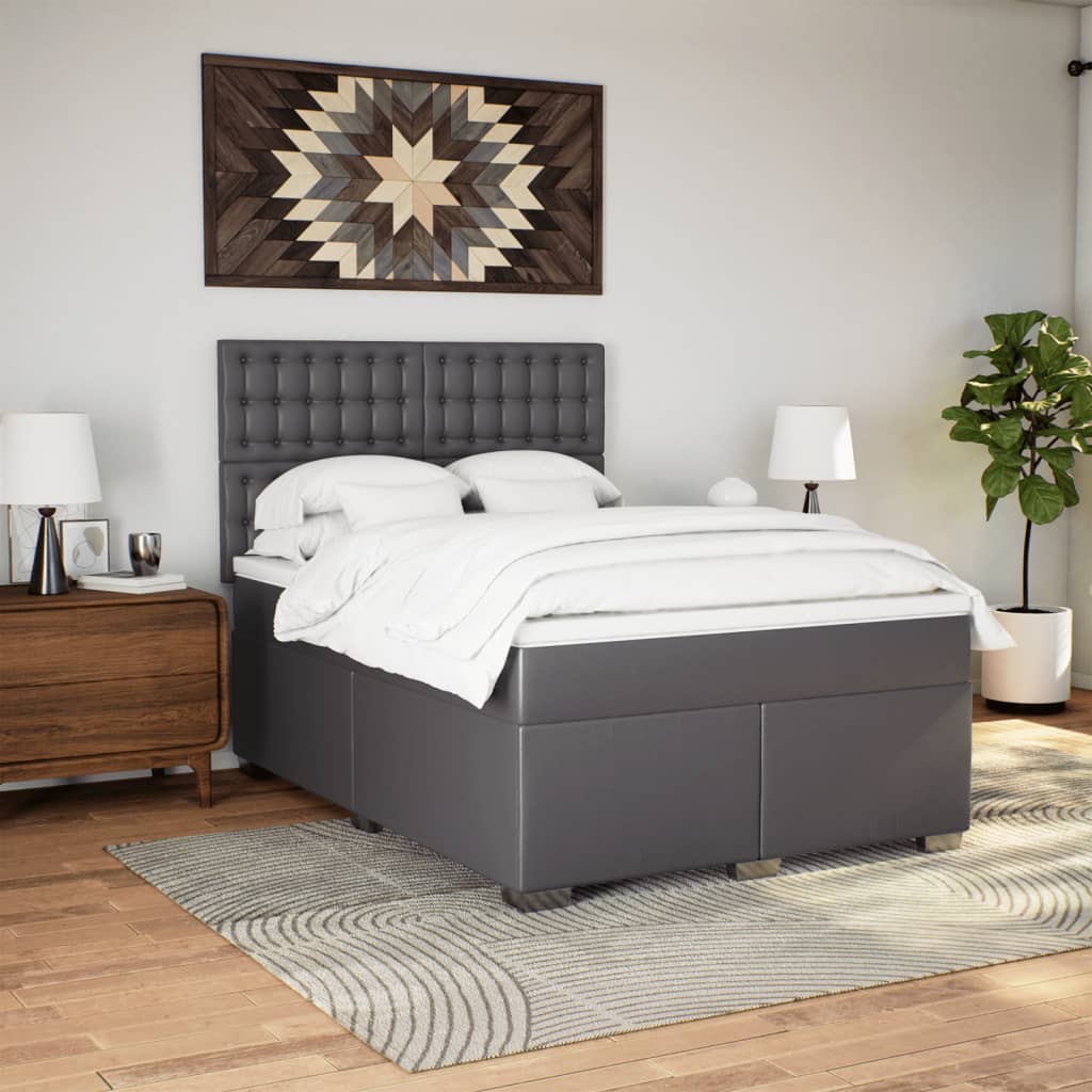 Giroletto a Molle con Materasso Grigio 140x200 cm in Similpelle