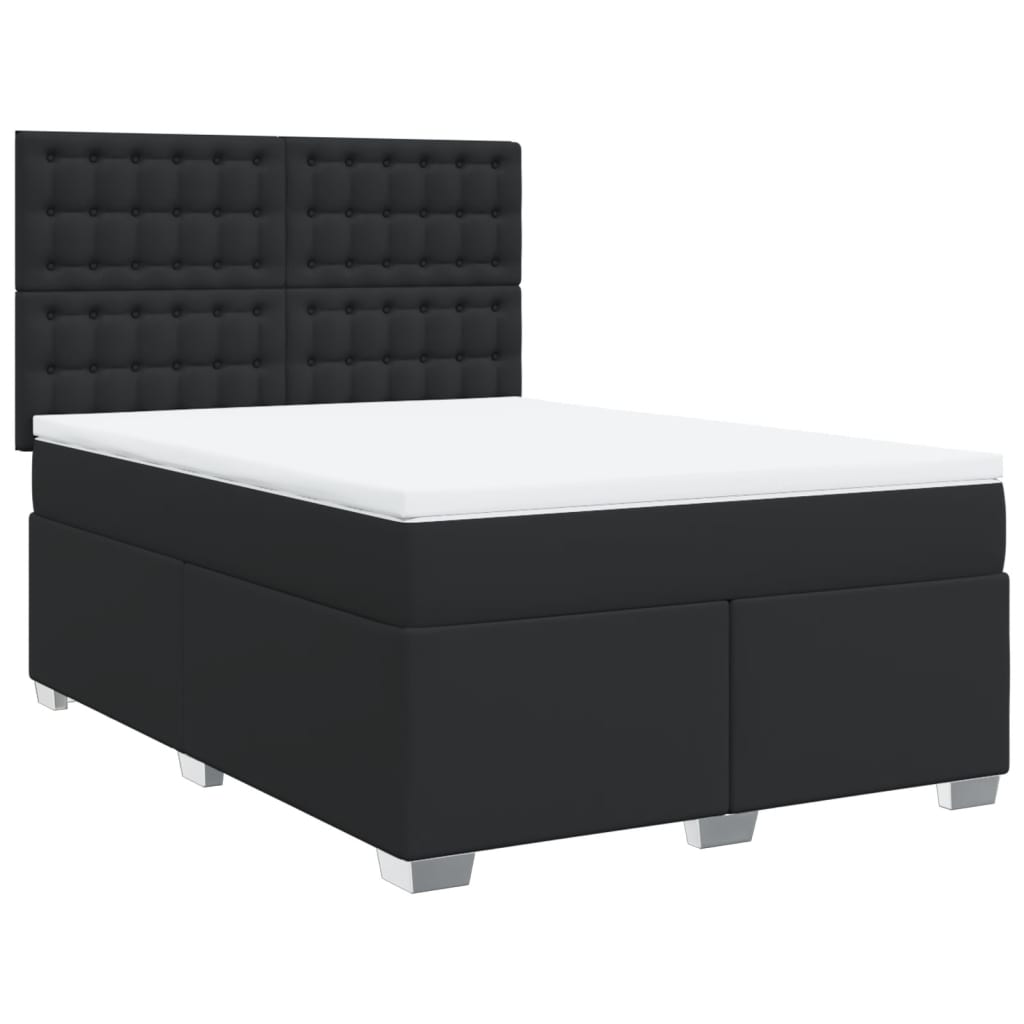 Giroletto a Molle con Materasso Nero 160x200 cm in Similpelle