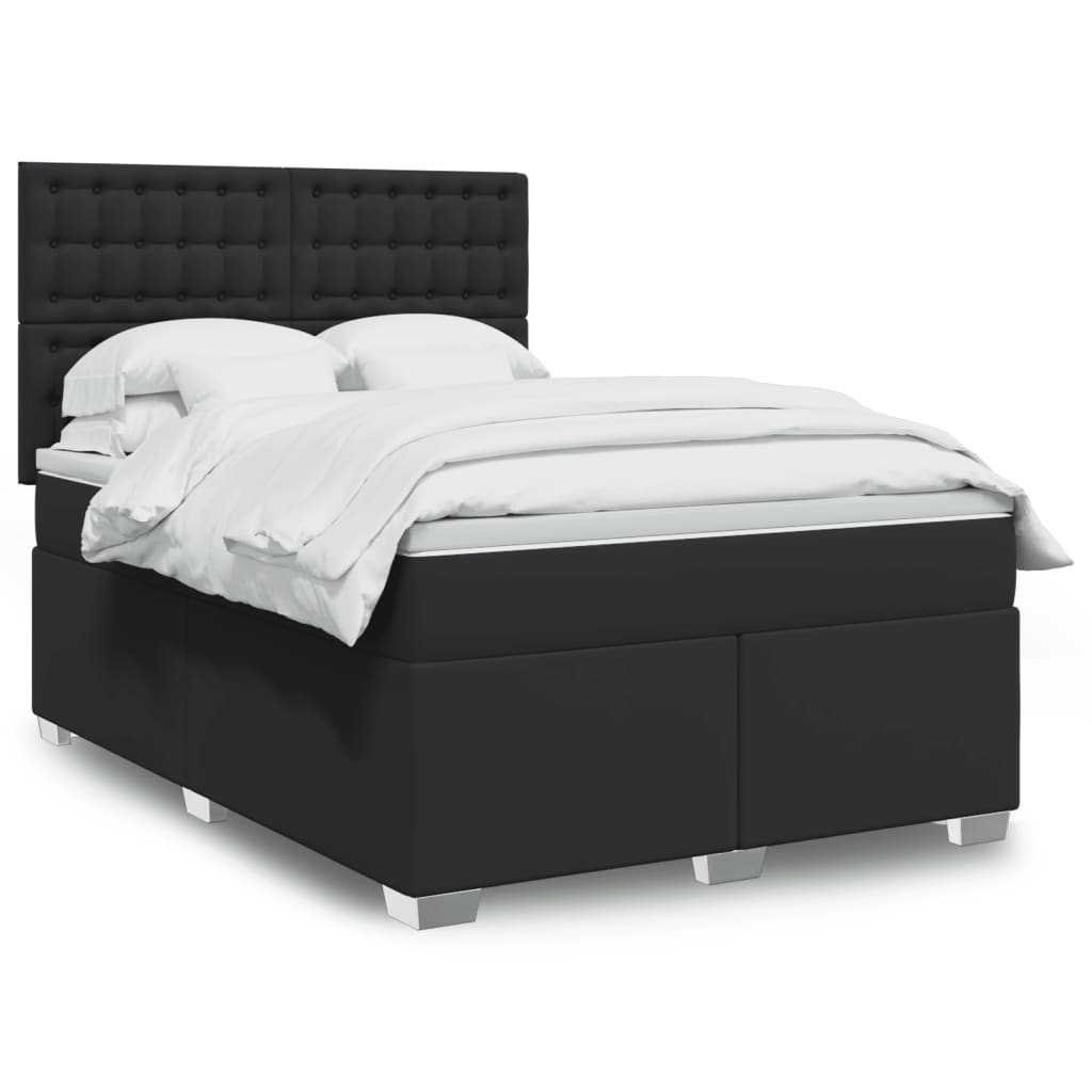 Giroletto a Molle con Materasso Nero 160x200 cm in Similpelle