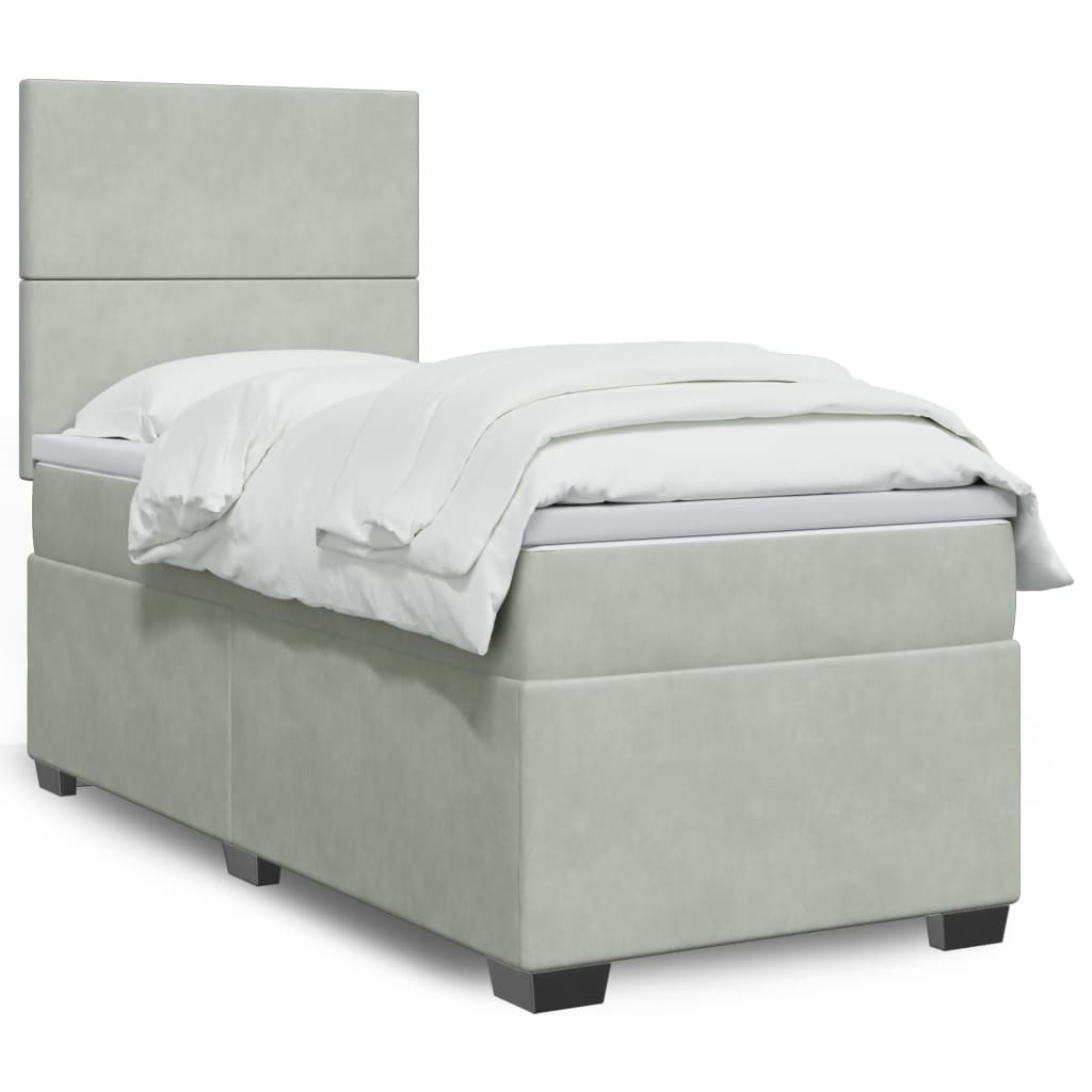 Giroletto a Molle con Materasso Grigio Chiaro 80x200 cm Velluto