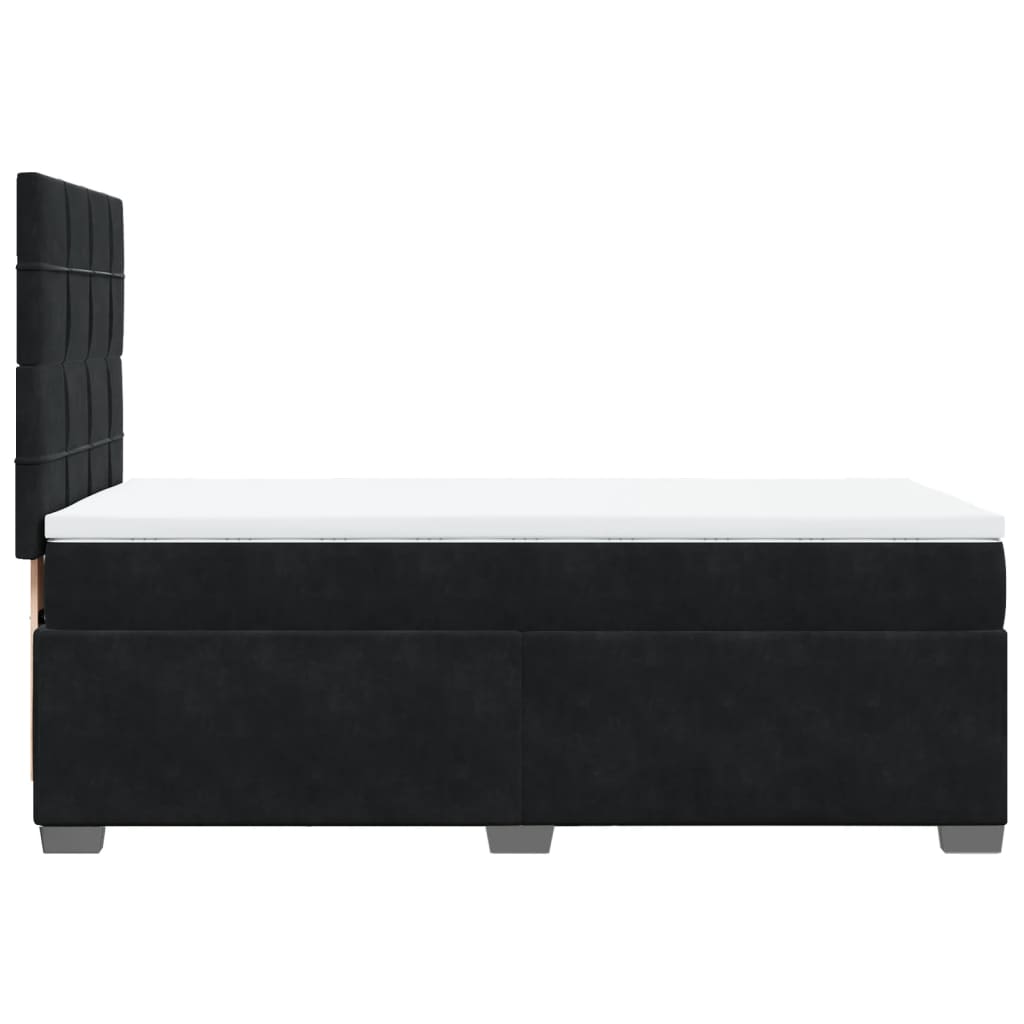 Giroletto a Molle con Materasso Nero 80x200 cm in Velluto