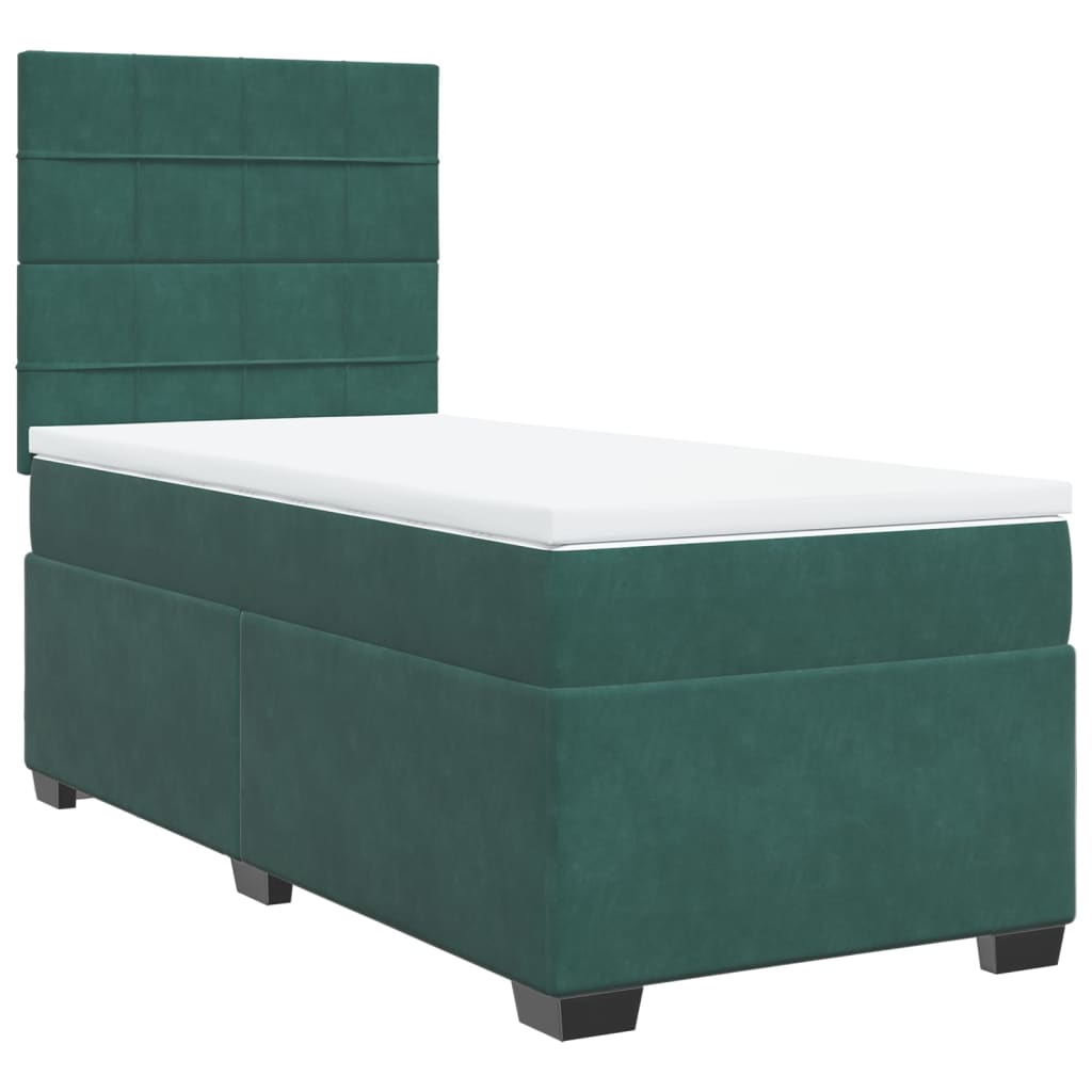 Giroletto a Molle con Materasso Verde Scuro 80x200 cm Velluto