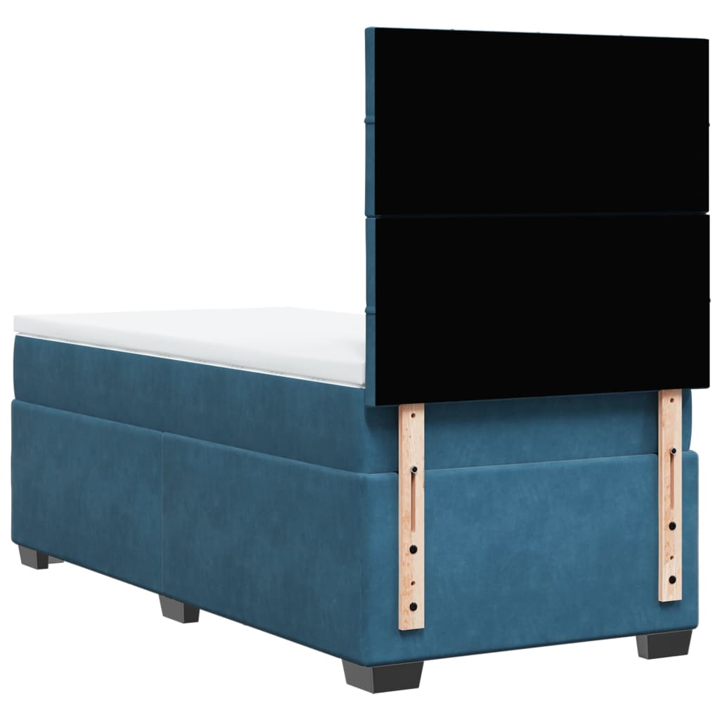 Giroletto a Molle con Materasso Blu 80x200 cm in Velluto