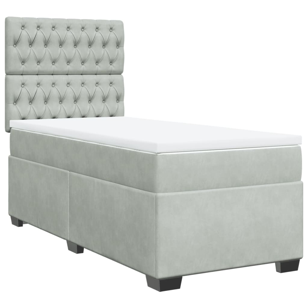 Giroletto a Molle con Materasso Grigio Chiaro 80x200 cm Velluto