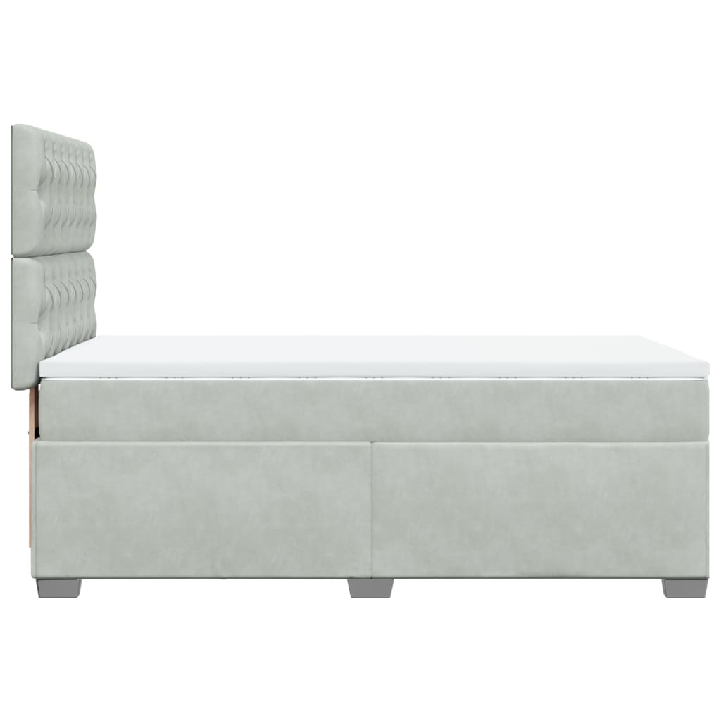 Giroletto a Molle con Materasso Grigio Chiaro 80x200 cm Velluto