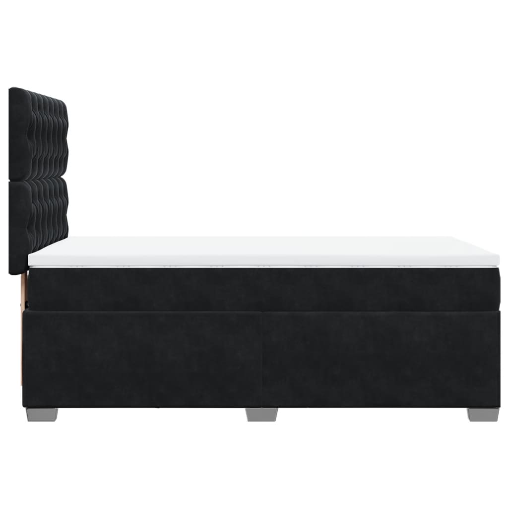 Giroletto a Molle con Materasso Nero 80x200 cm in Velluto