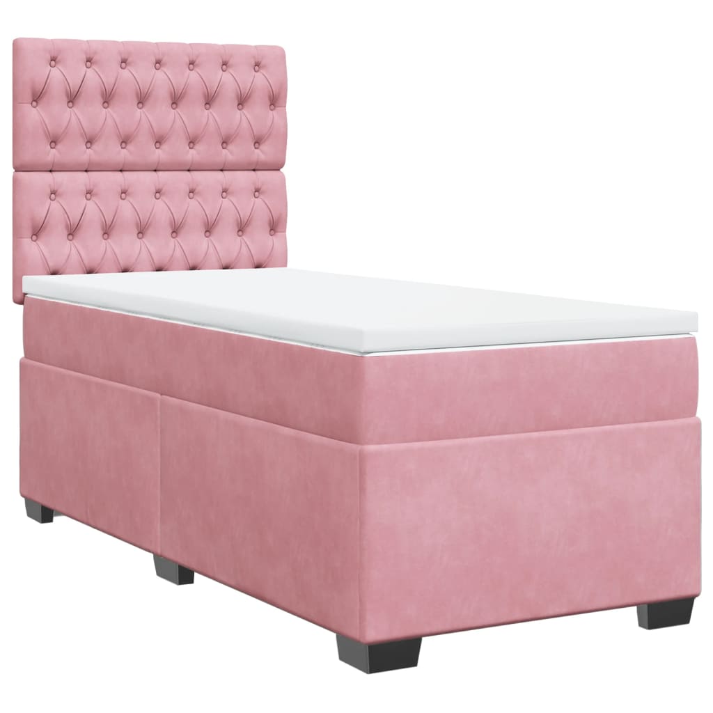 Giroletto a Molle con Materasso Rosa 80x200 cm in Velluto - homemem39